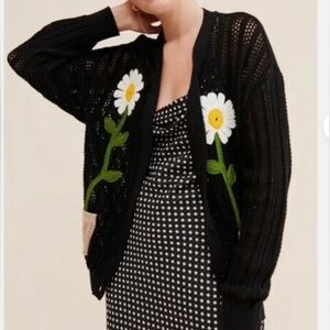 Boutique Moschino Daisies In My Pockets Cardigan Sweater